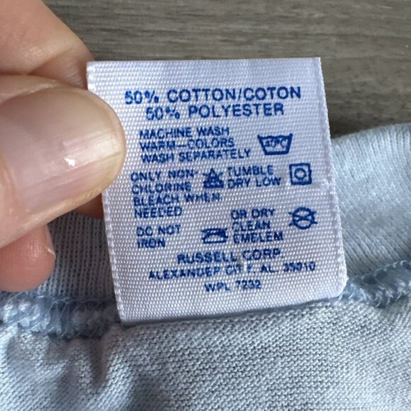 Vintage Jerzees Blank Baby Blue Shirt One Size Fits All Big Tall Single Stitch - Picture 3 of 7